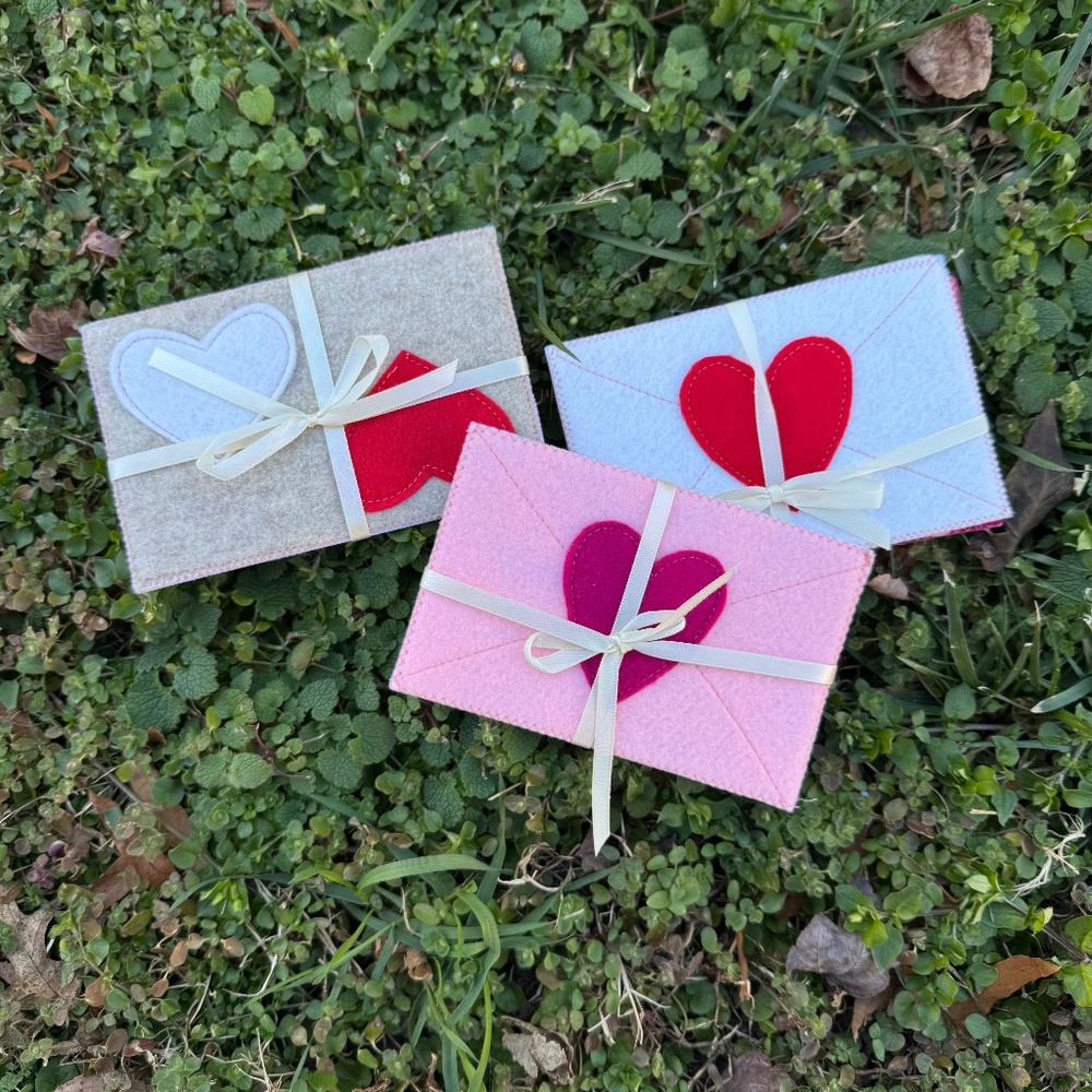 Pair of Handmade Felt Love Note Cards